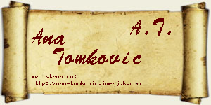 Ana Tomković vizit kartica